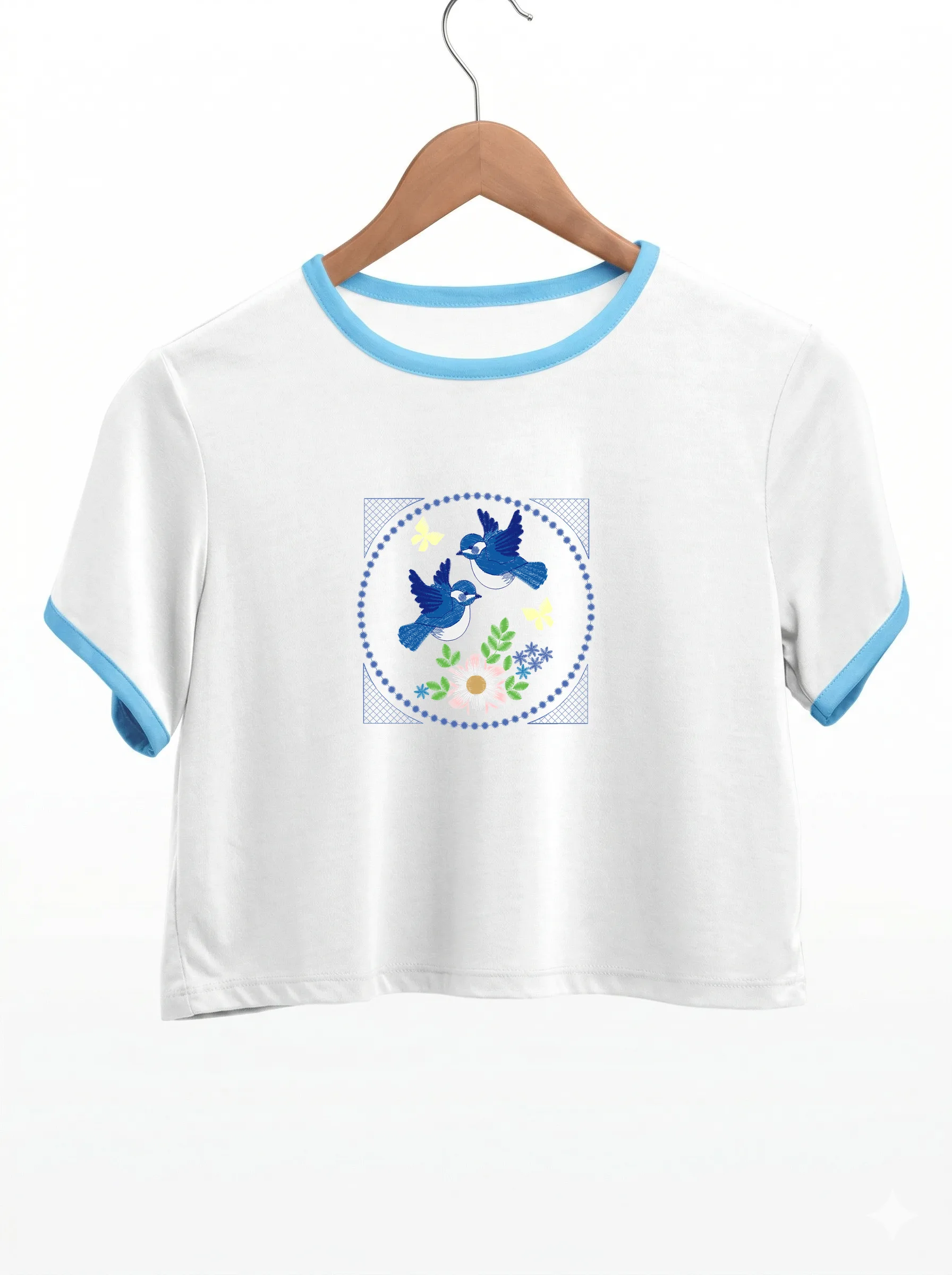 Голубые птицы с цветами (миниатюра 9)