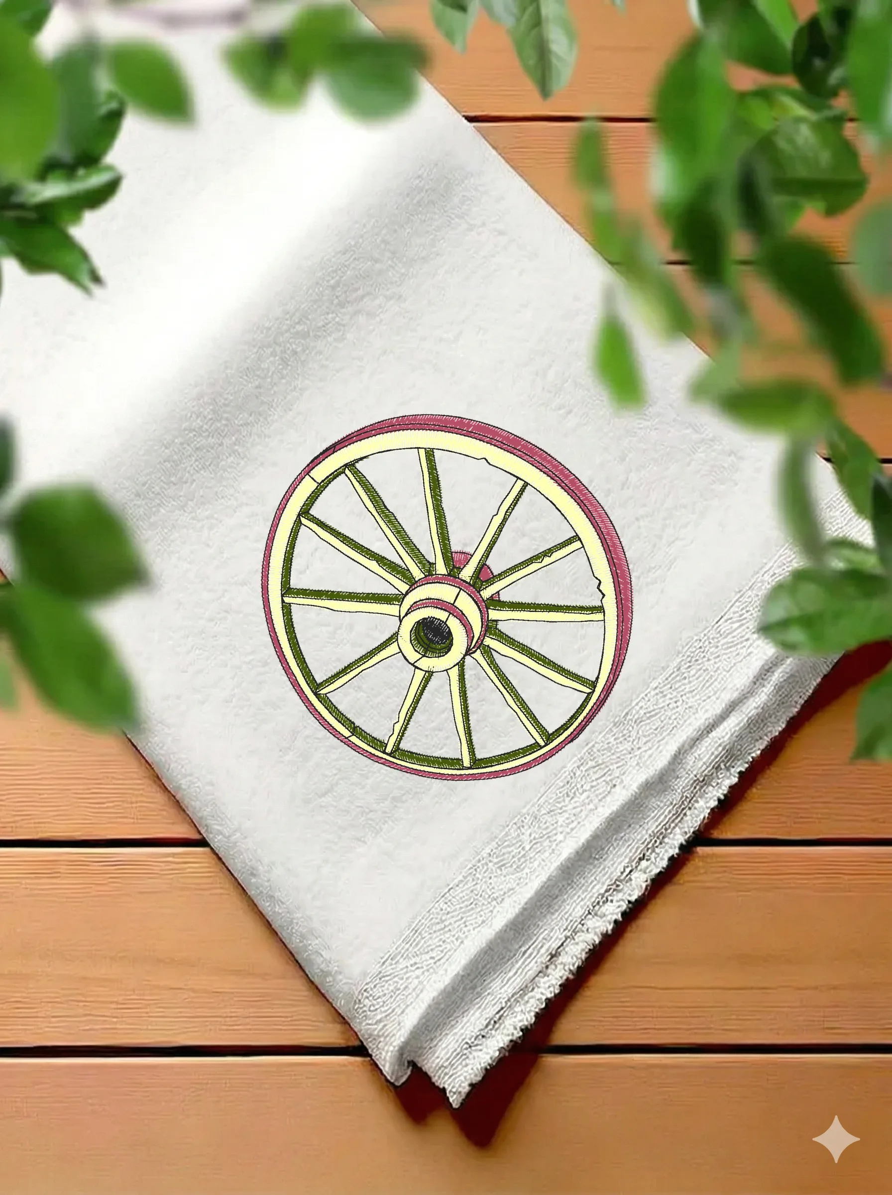 Дизайн машинной вышивки «Деревянное колесо телеги» (76.5×82.5 мм) — вид 7