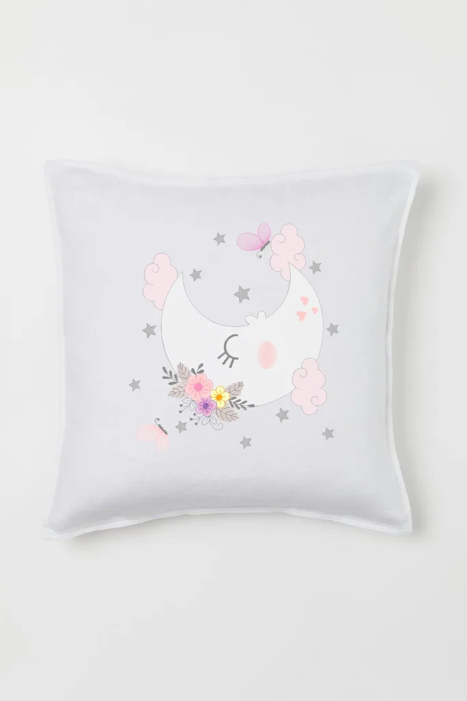 Дизайн машинной вышивки «Спящий месяц с цветами» (150.6×163.2 мм) — вид 2