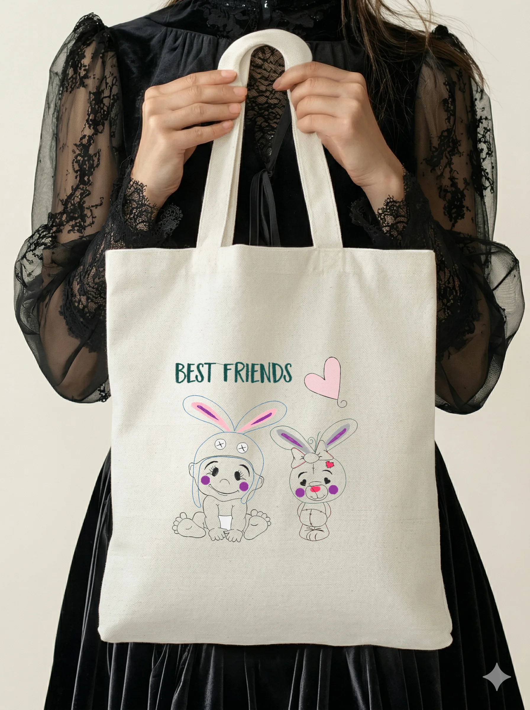 Дизайн машинной вышивки «Лучшие друзья зайчики» (158×157.9 мм) — вид 5