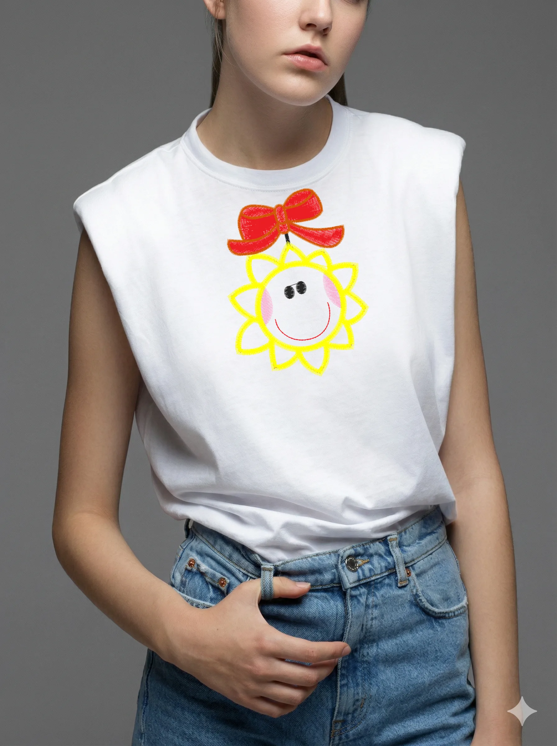 Дизайн машинной вышивки «Солнышко с бантом» (84.2×113.6 мм) — вид 8