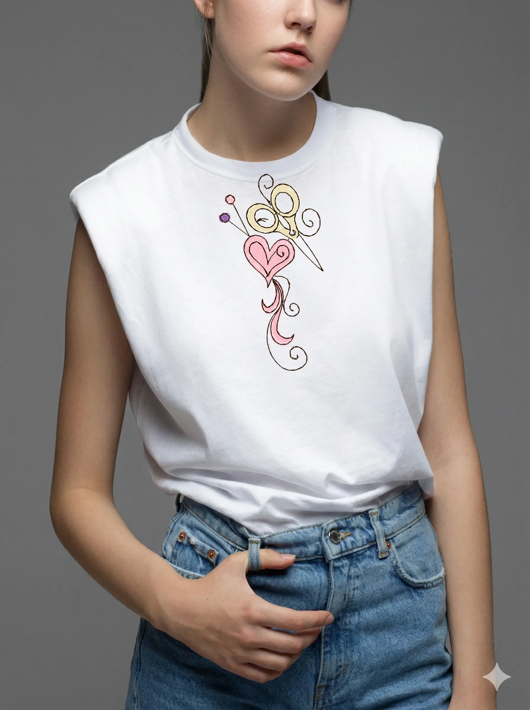 Винтажное сердце с ножницами (миниатюра 8)