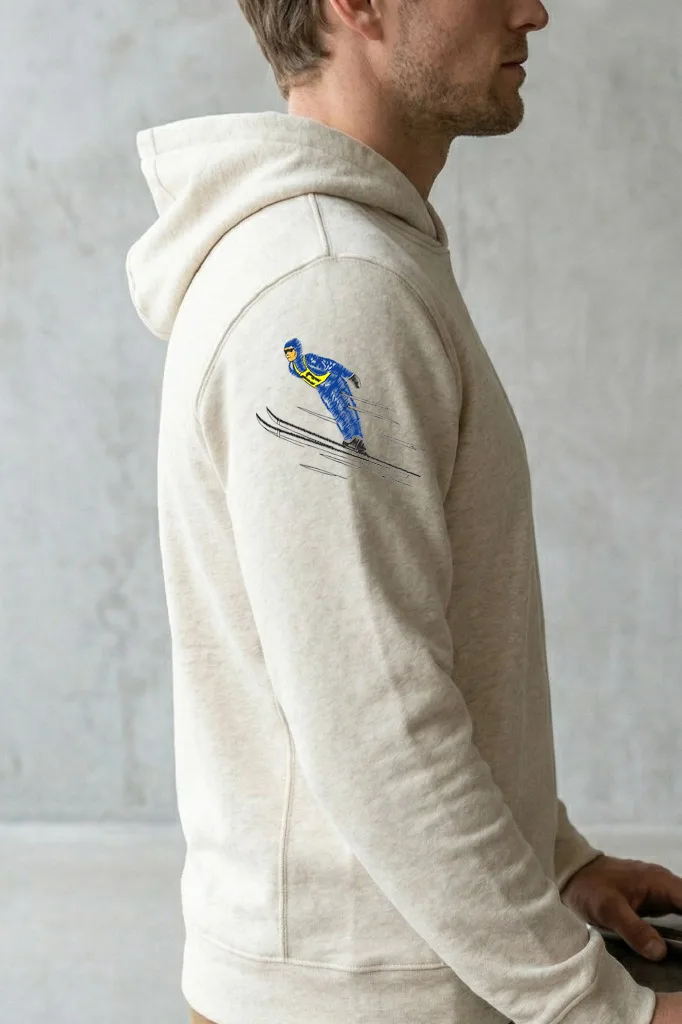 Дизайн машинной вышивки «Лыжник в полете» (95.6×83.7 мм) — вид 3