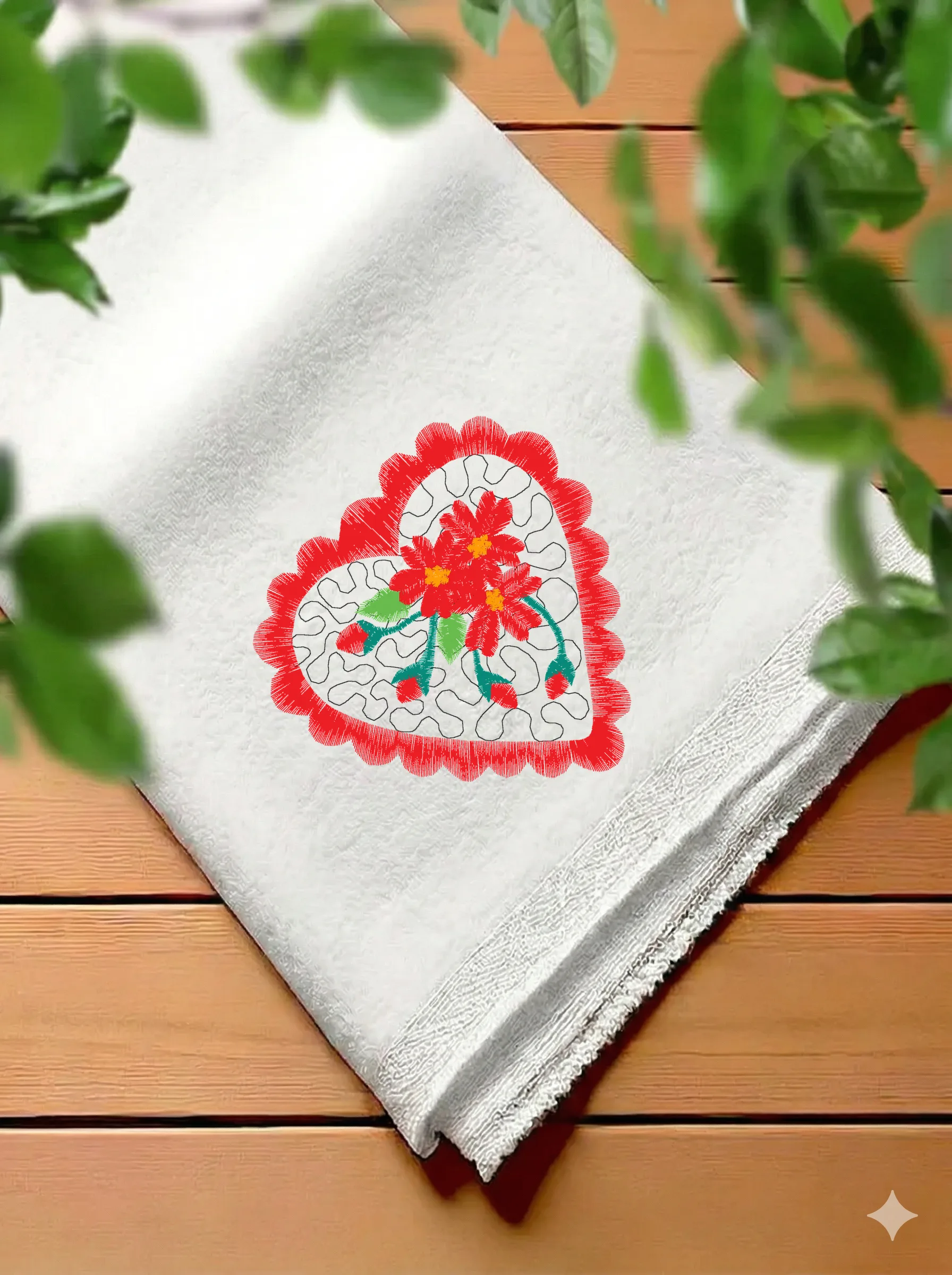 Алое сердце с цветами (миниатюра 7)