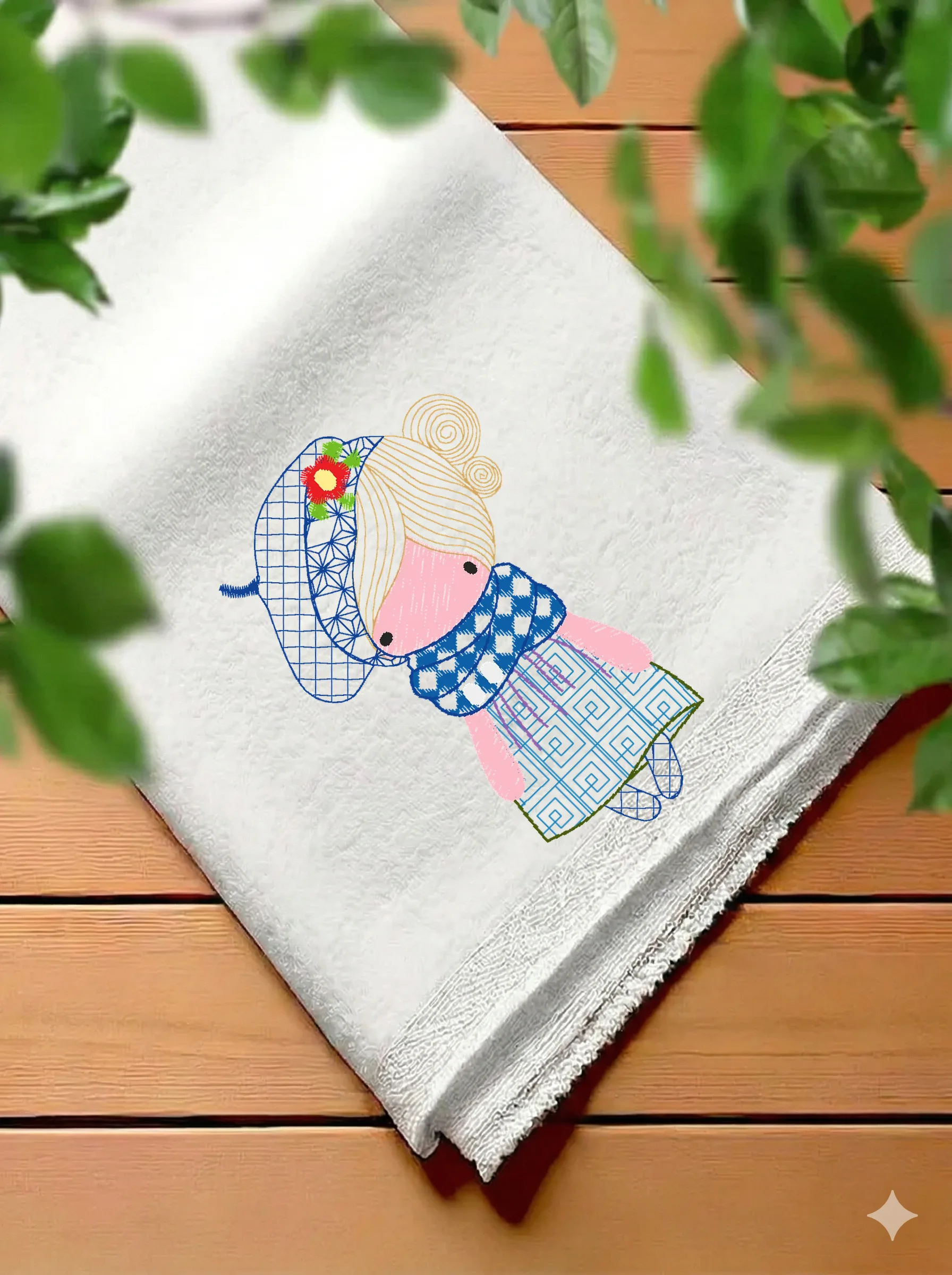 Дизайн машинной вышивки «Девочка в берете» (55.6×89.4 мм) — вид 7