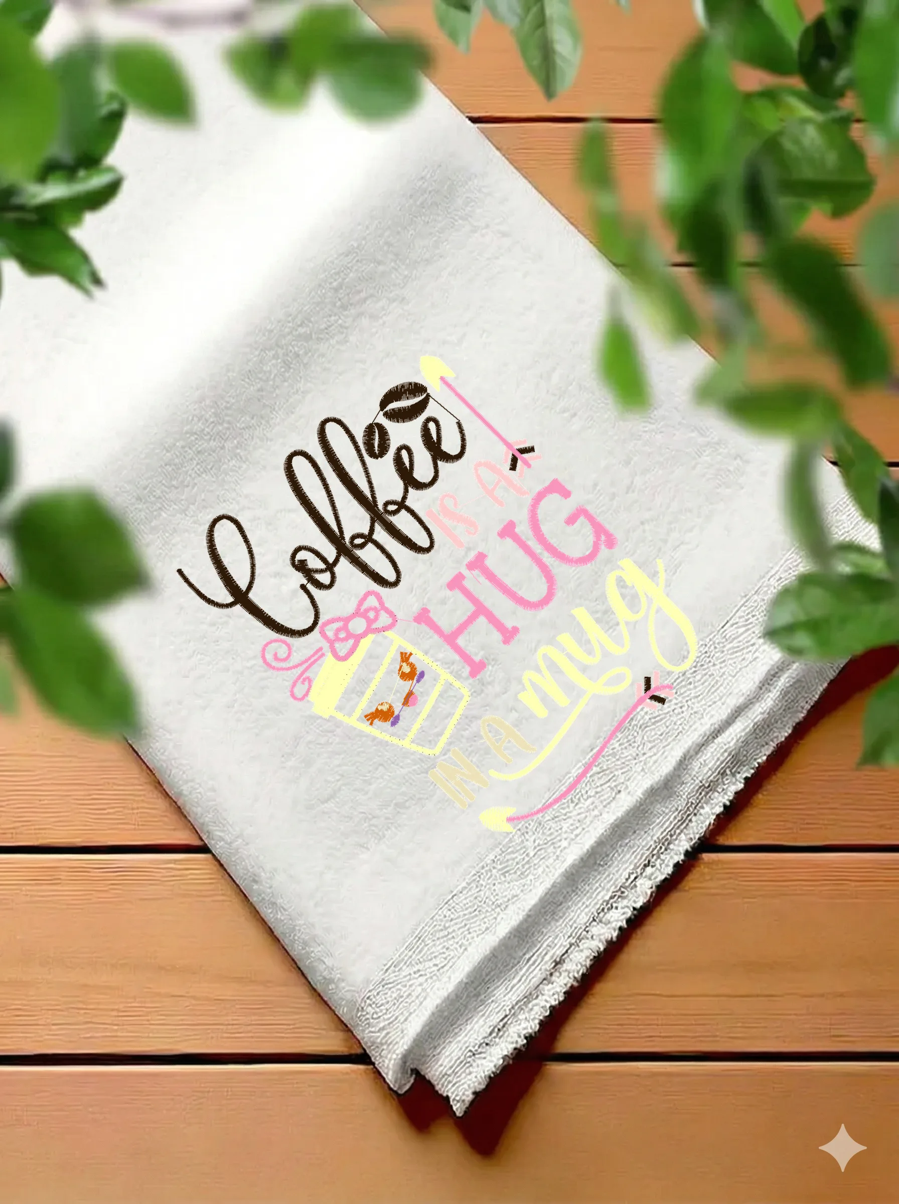 Дизайн машинной вышивки «Надпись Coffee is a hug» (99.4×124.8 мм) — вид 7