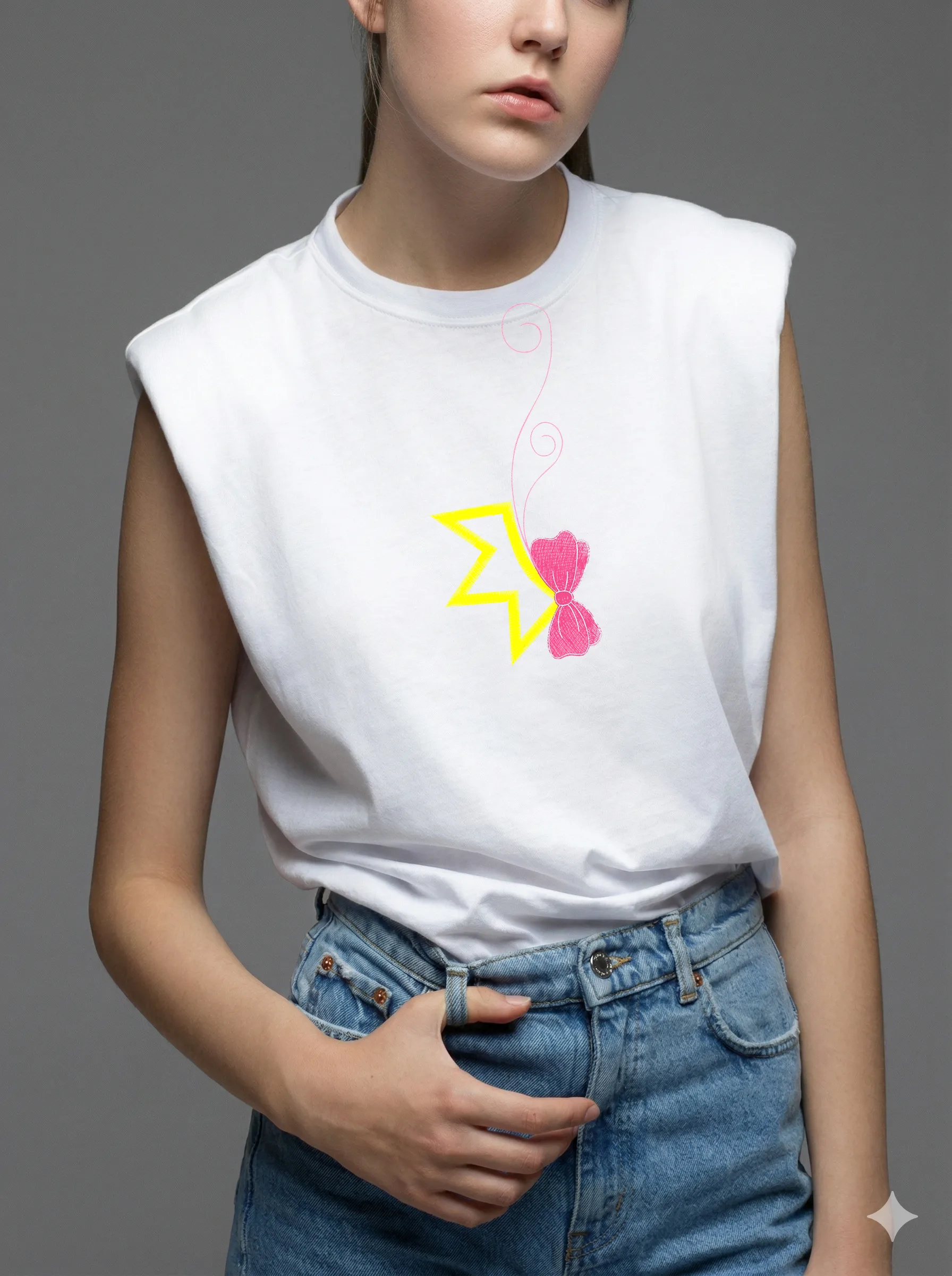 Дизайн машинной вышивки «Розовый бант со звездой» (61×138.8 мм) — вид 8