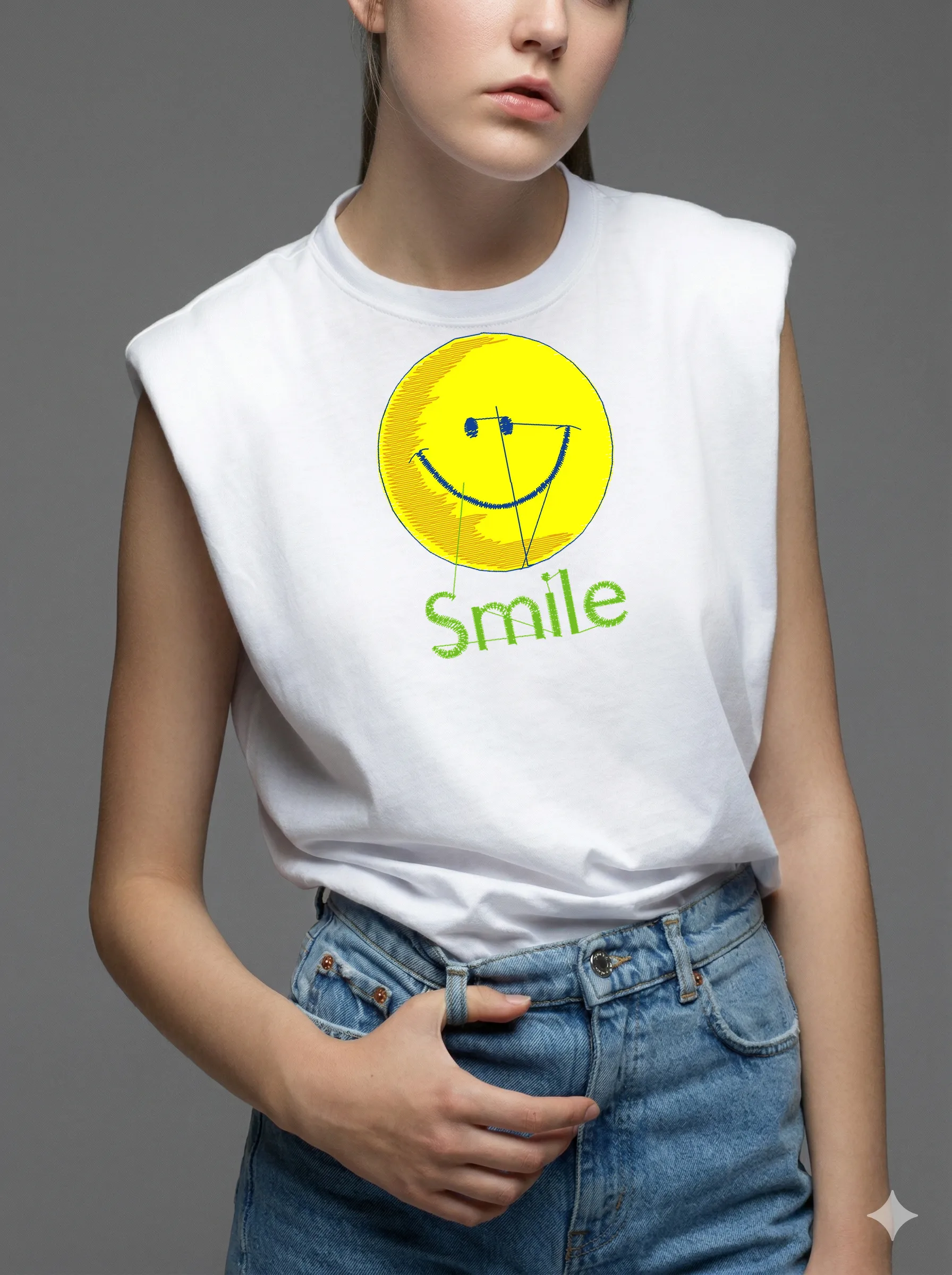 Дизайн машинной вышивки «Веселый смайлик Smile» (61.2×80.6 мм) — вид 8
