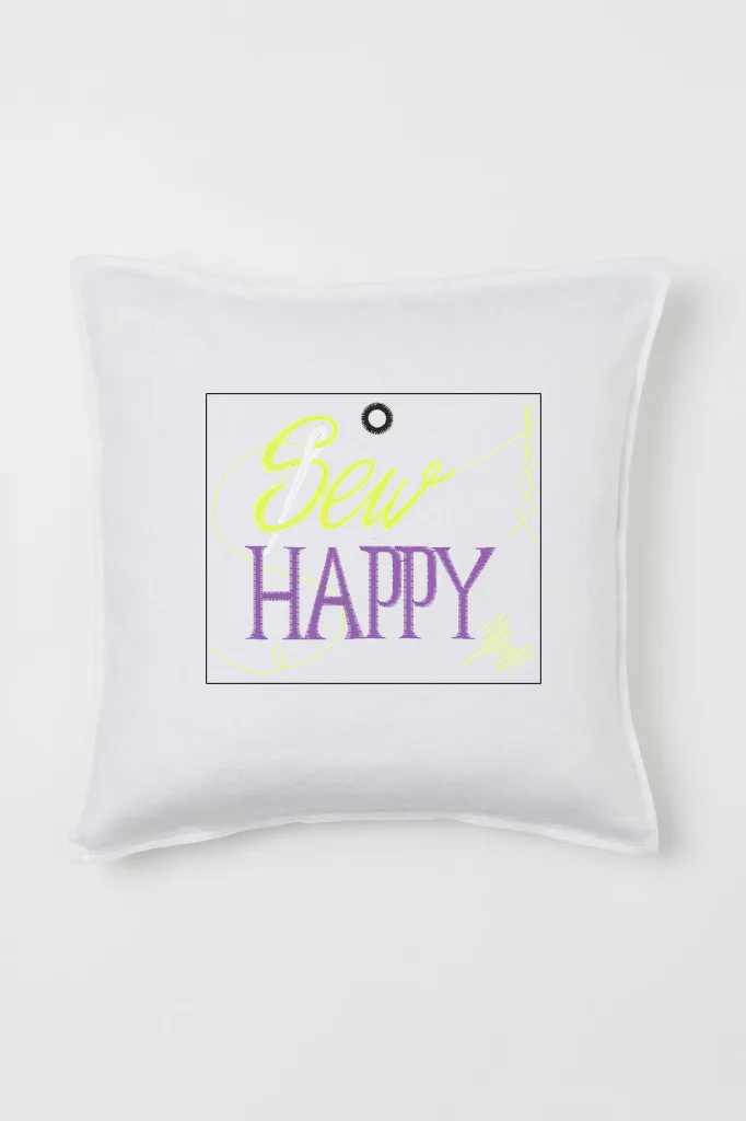 Дизайн машинной вышивки «Надпись Sew Happy» (75×65 мм) — вид 2