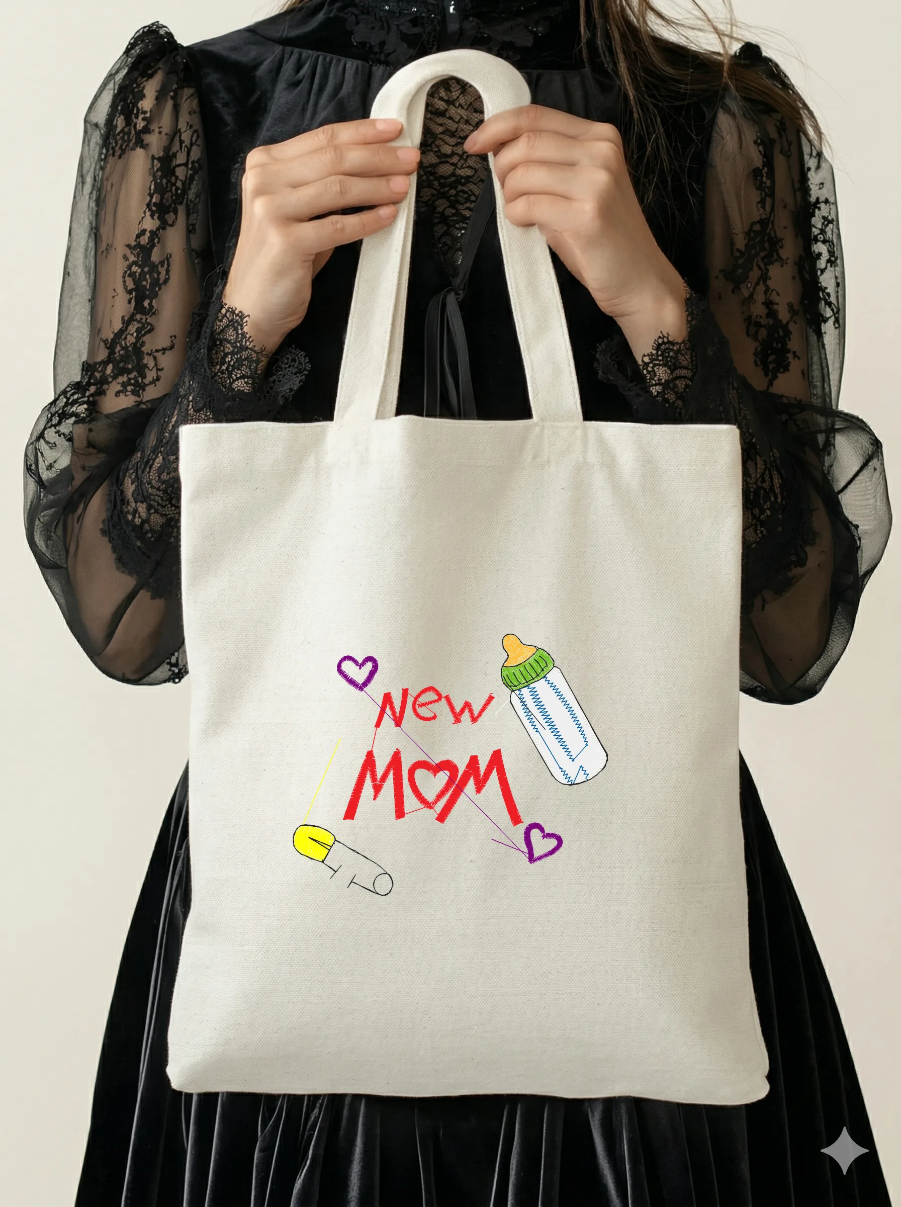 Дизайн машинной вышивки «Надпись New Mom» (100×83 мм) — вид 5
