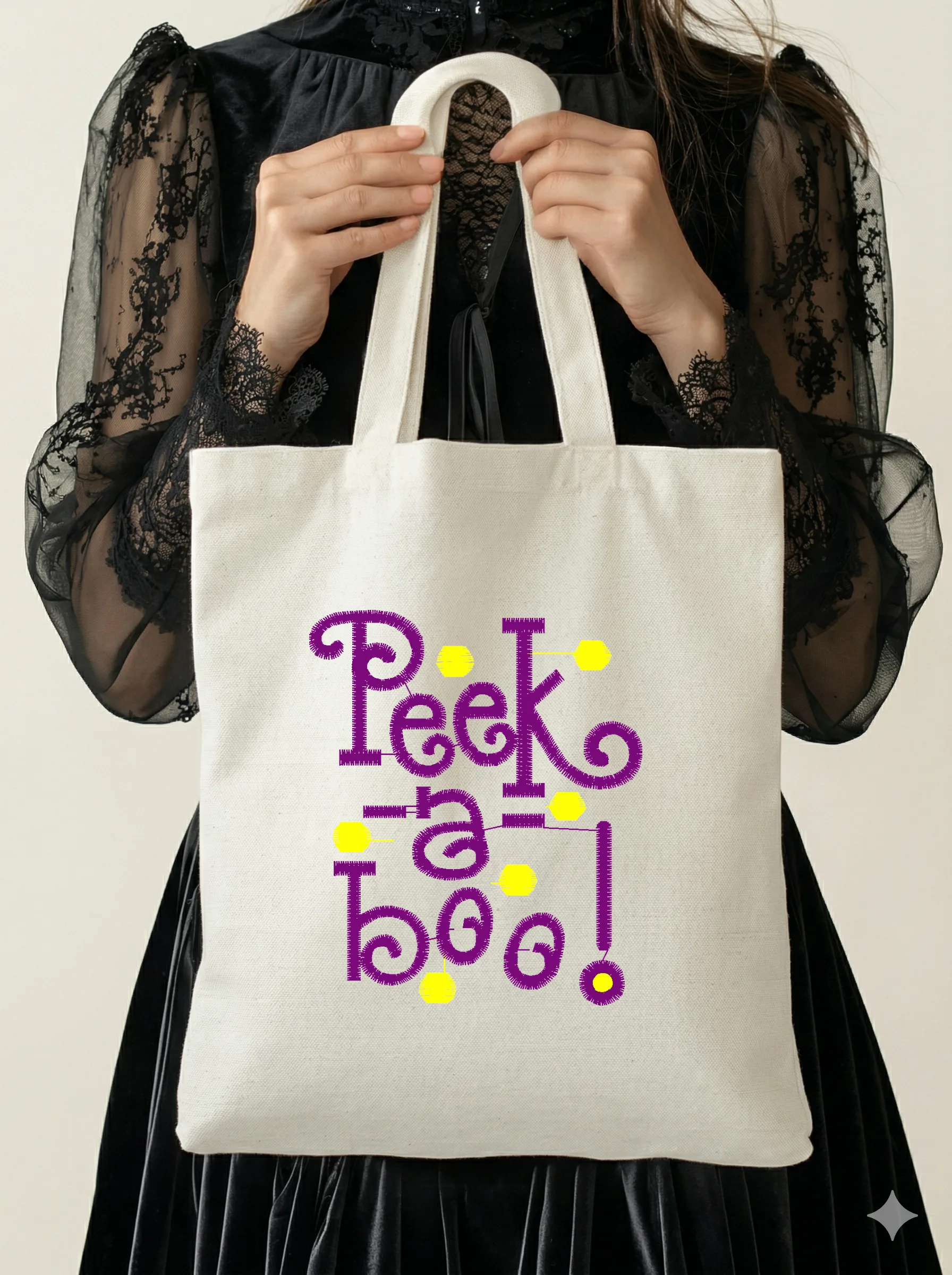 Дизайн машинной вышивки «Игривая надпись Peek-a-boo» (66.5×79 мм) — вид 5