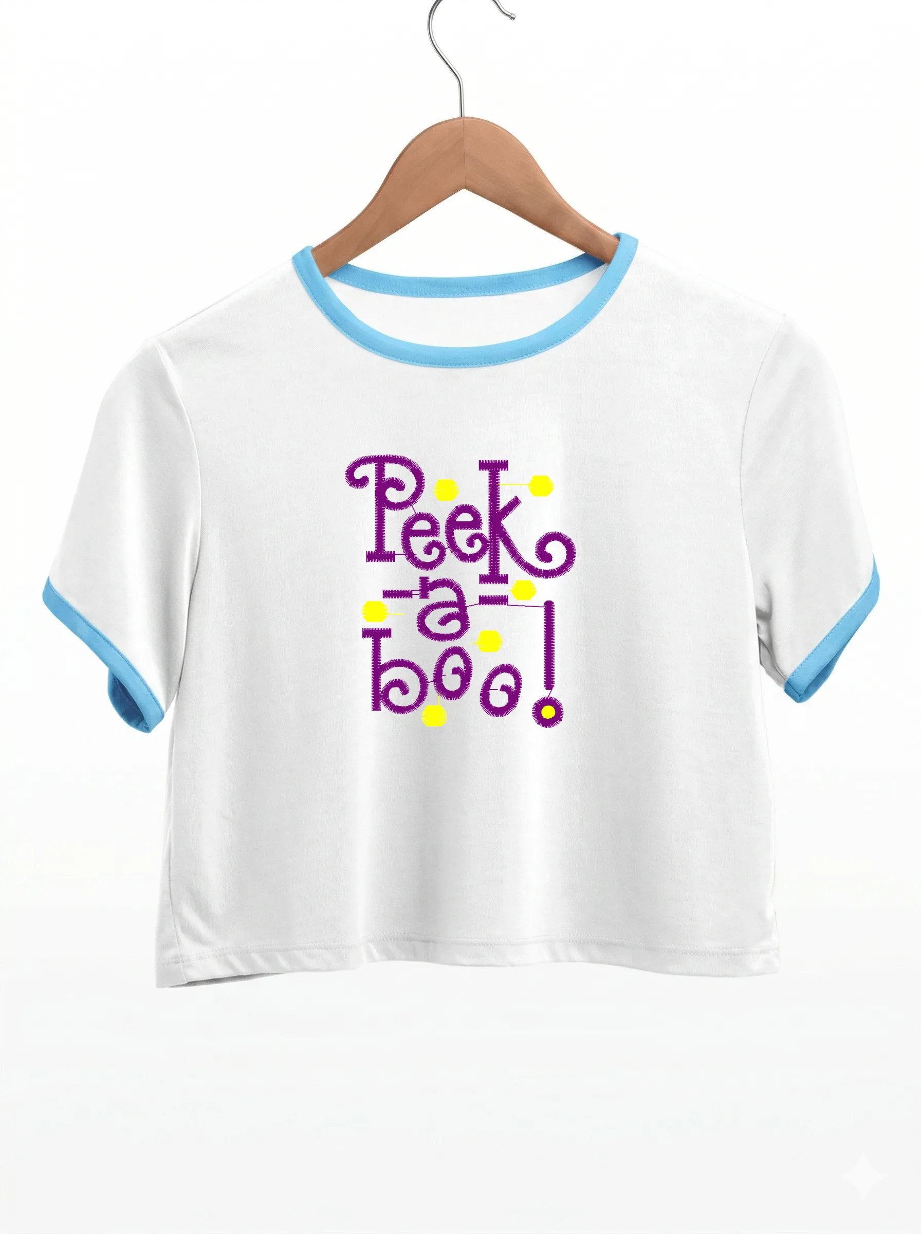 Дизайн машинной вышивки «Игривая надпись Peek-a-boo» (66.5×79 мм) — вид 9