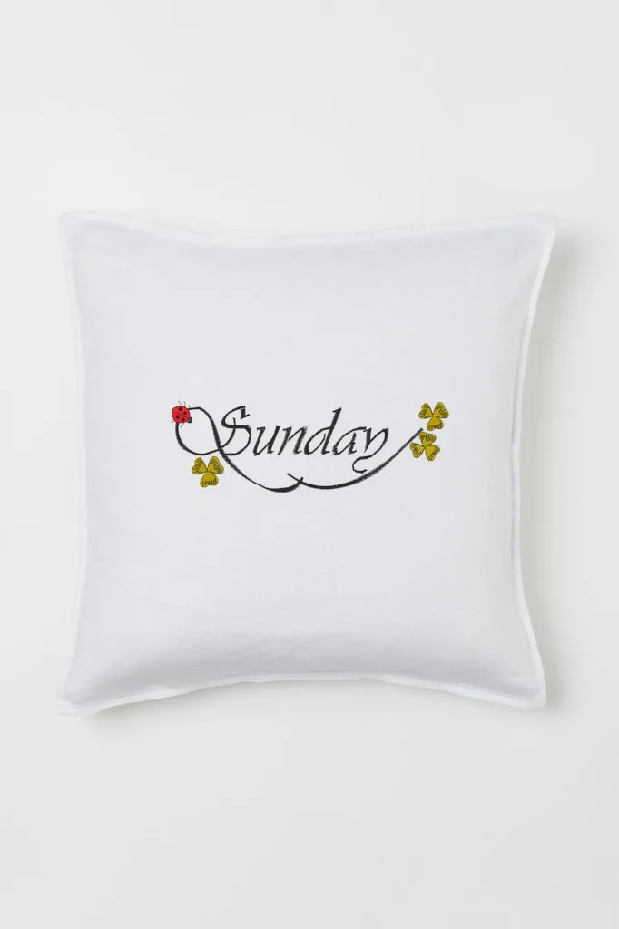 Дизайн машинной вышивки «Надпись Sunday с клевером» (64.8×198 мм) — вид 2