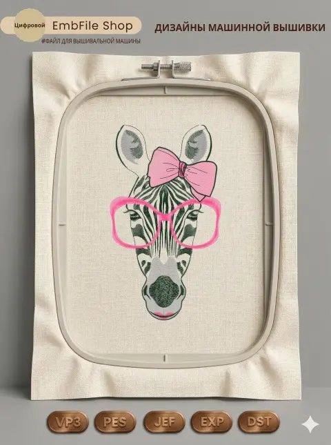 Дизайн машинной вышивки «Стильная зебра» (292.8×166.7 мм)