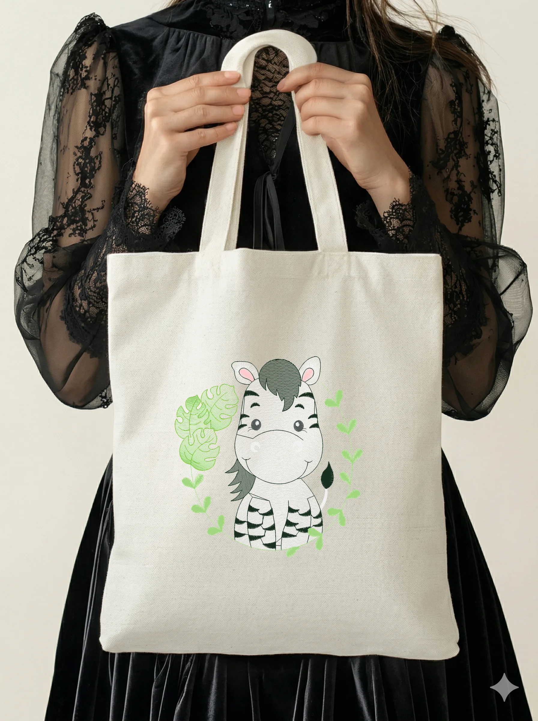 Дизайн машинной вышивки «Милая зебра в тропиках» (112.4×120.1 мм) — вид 5