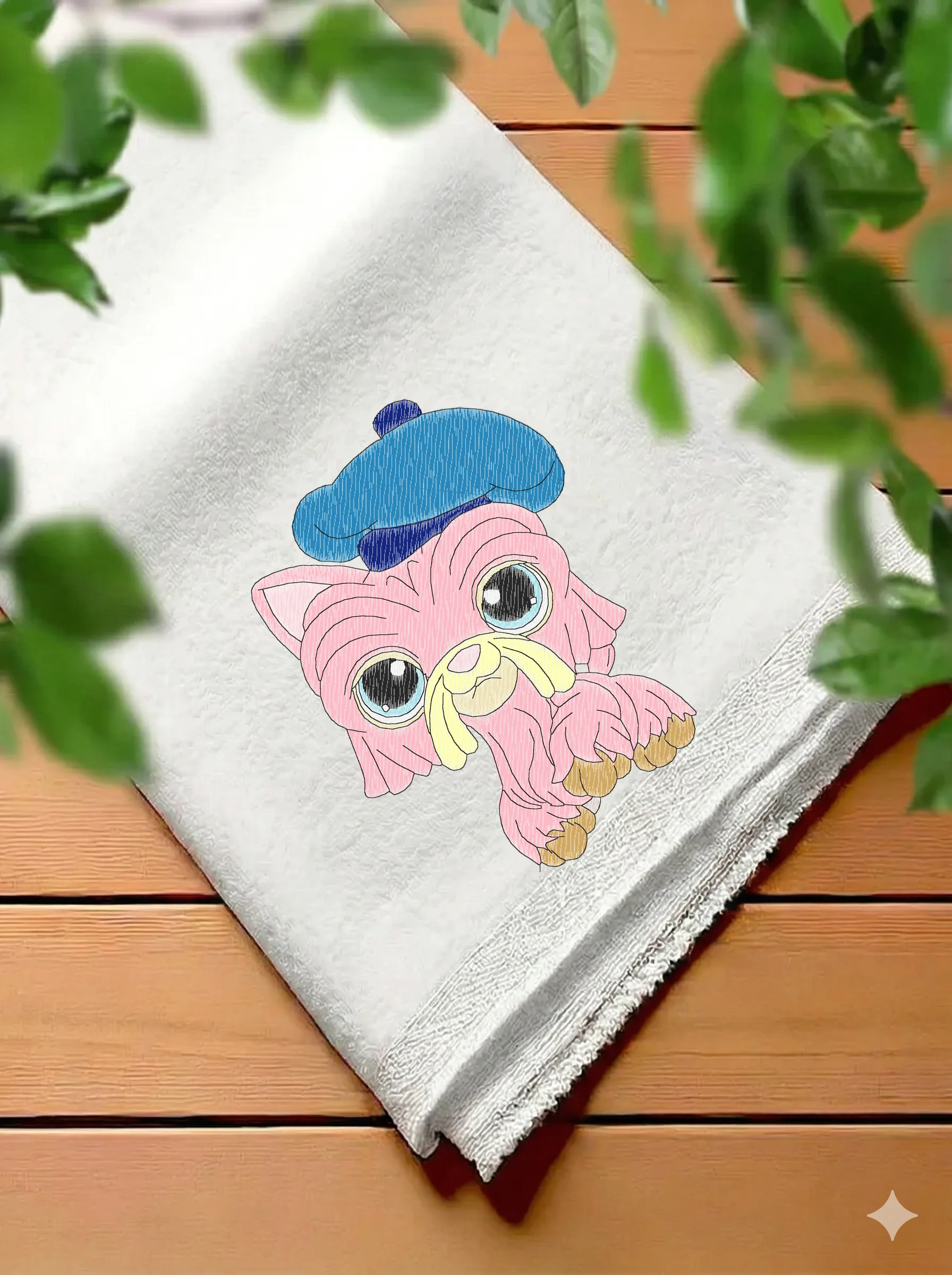 Дизайн машинной вышивки «Розовый щенок в берете» (114.6×137.6 мм) — вид 7