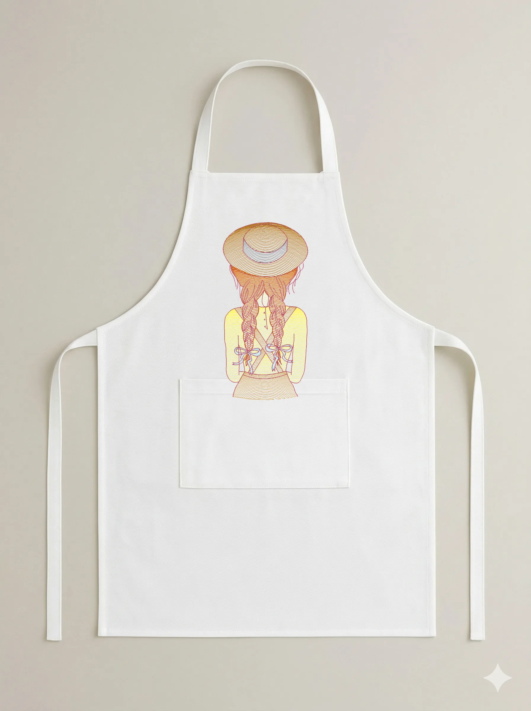 Дизайн машинной вышивки «Девочка в соломенной шляпе» (47×98.2 мм) — вид 6