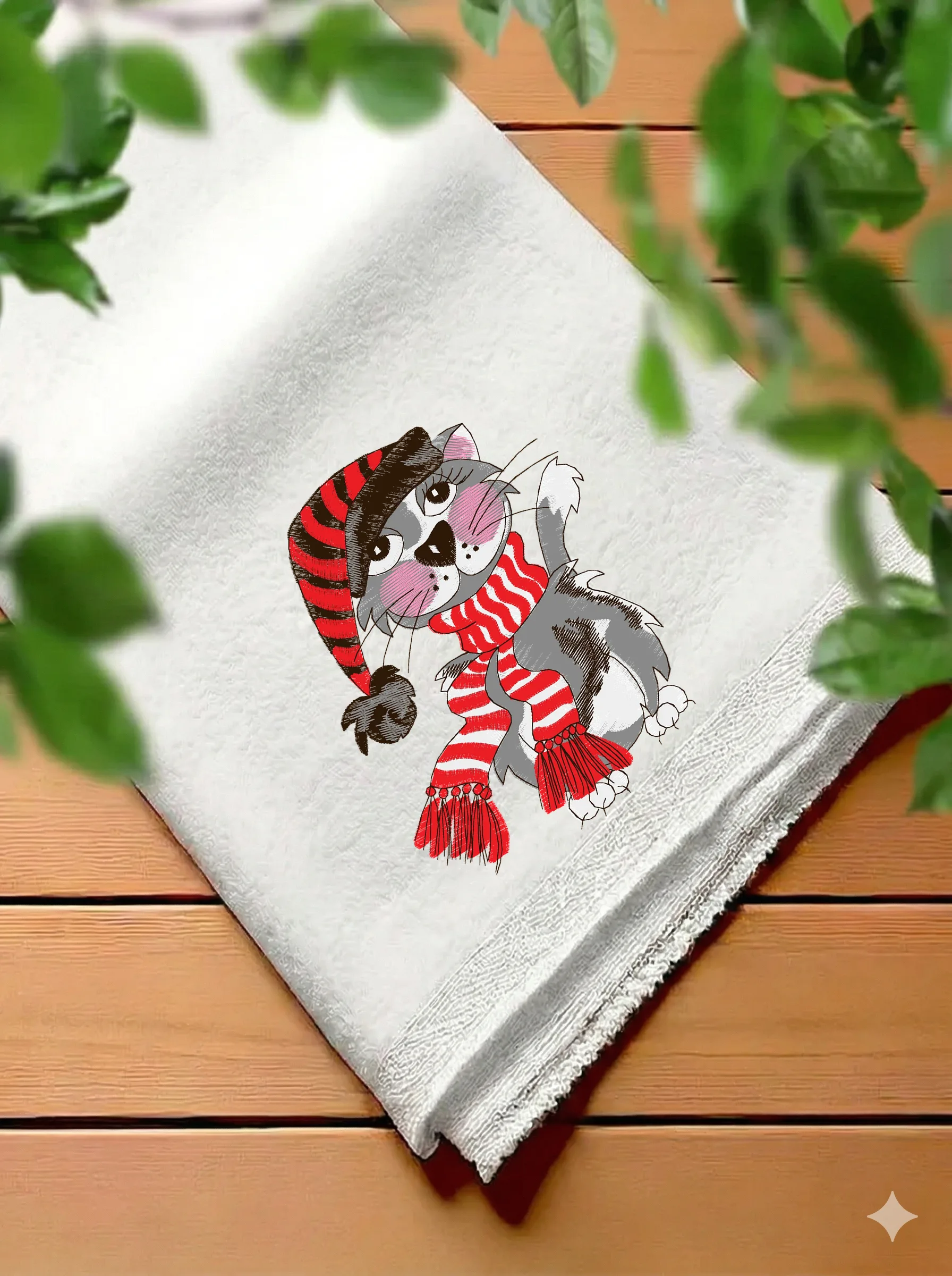Зимний кот в шарфе (миниатюра 7)