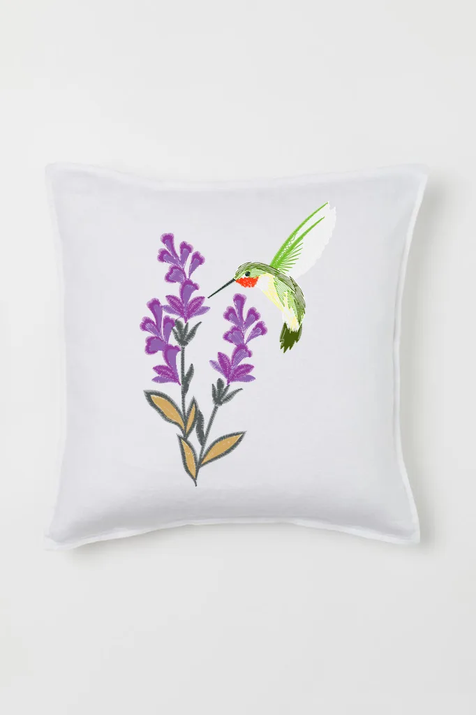 Дизайн машинной вышивки «Колибри над лавандой» (103×150 мм) — вид 2