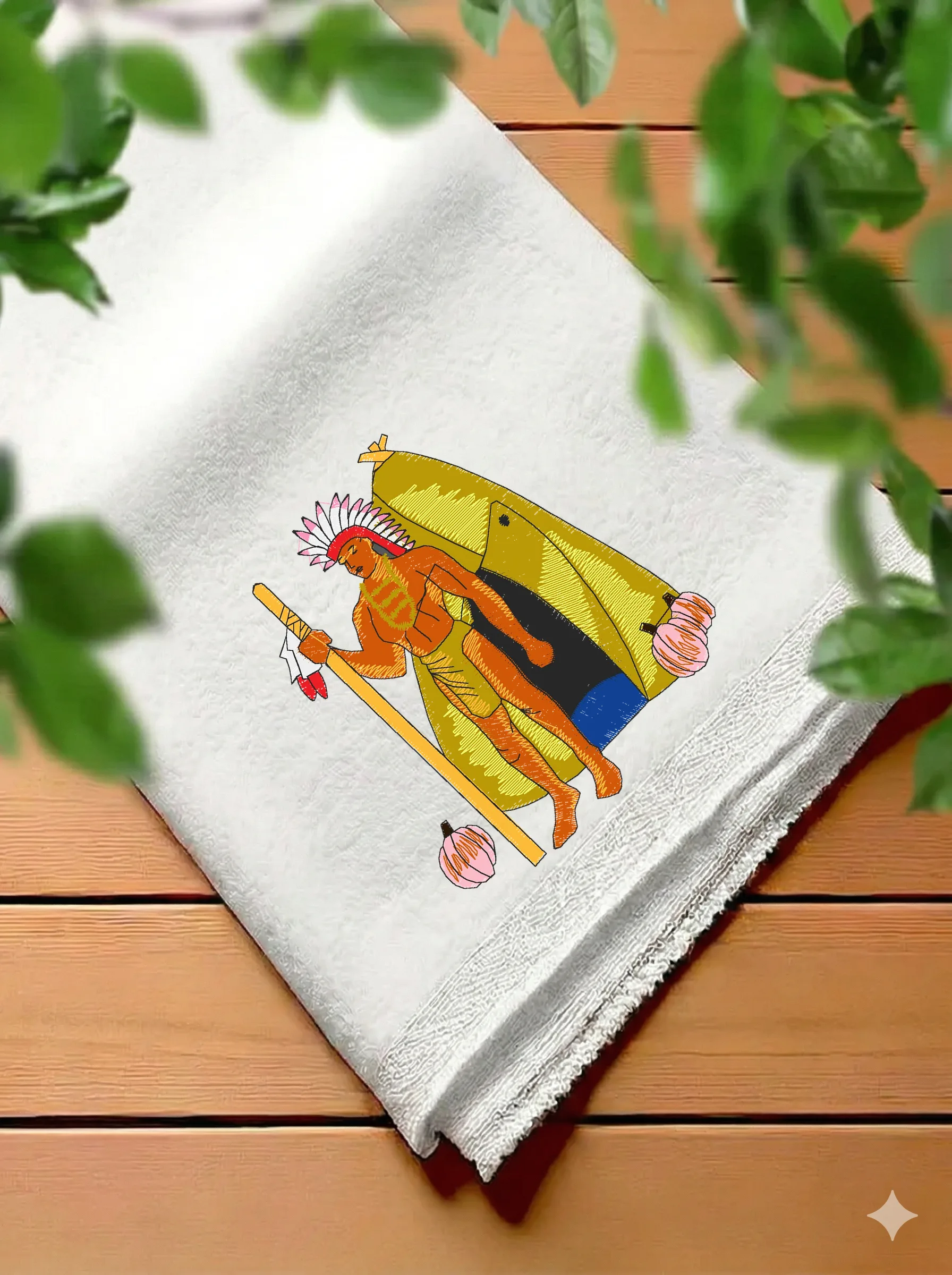 Дизайн машинной вышивки «Индеец у вигвама» (90.1×99.8 мм) — вид 7
