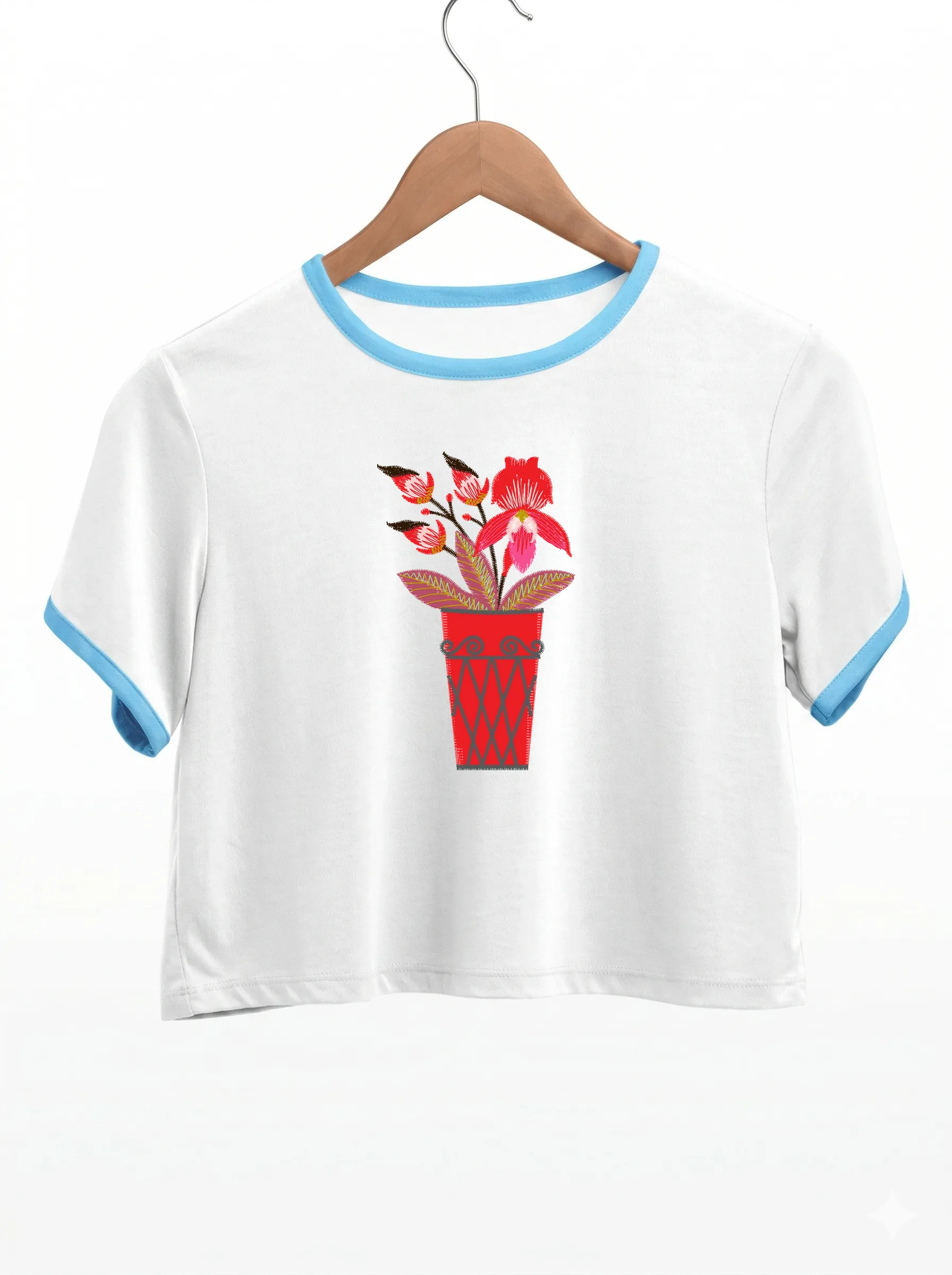 Дизайн машинной вышивки «Алая орхидея в вазе» (59.5×96.1 мм) — вид 9