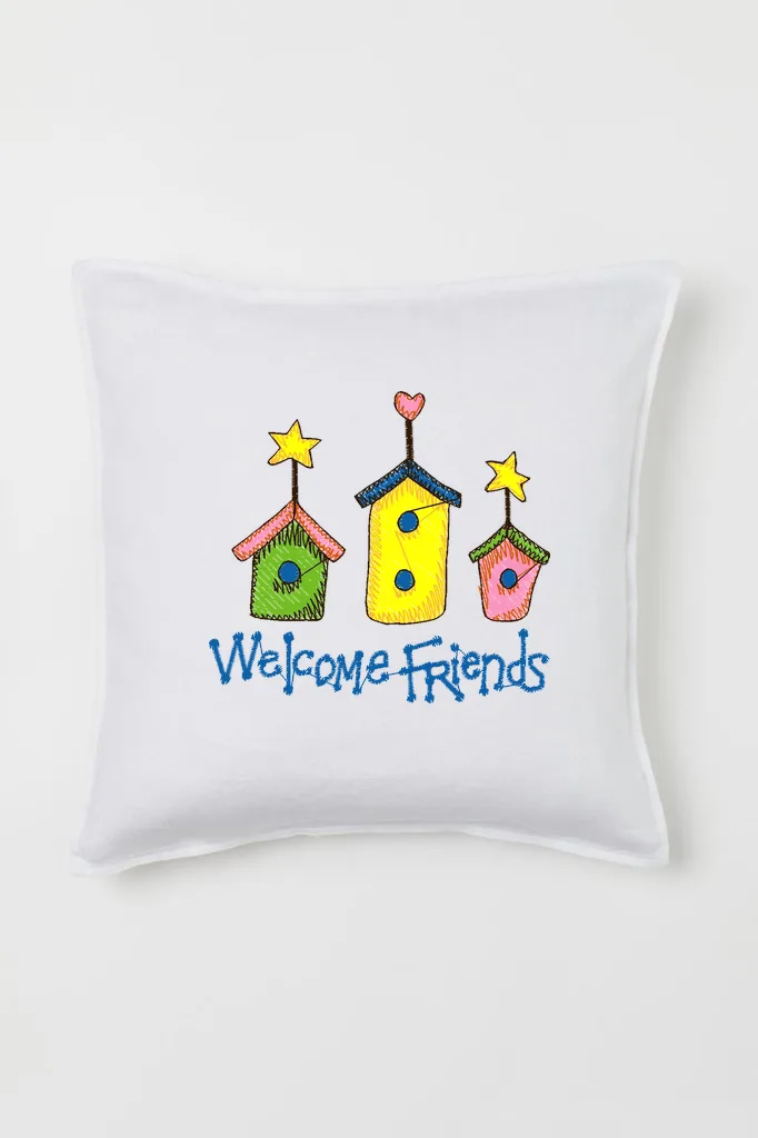 Дизайн машинной вышивки «Скворечники Welcome Friends» (73×67 мм) — вид 2