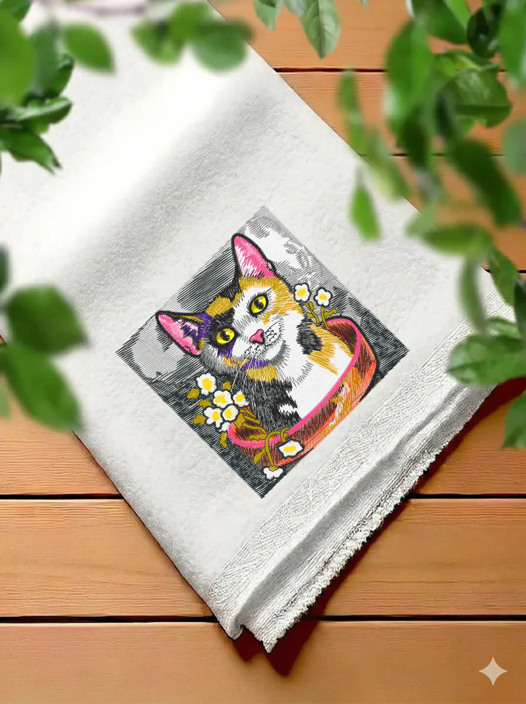 Кошка в цветочной корзине (миниатюра 7)