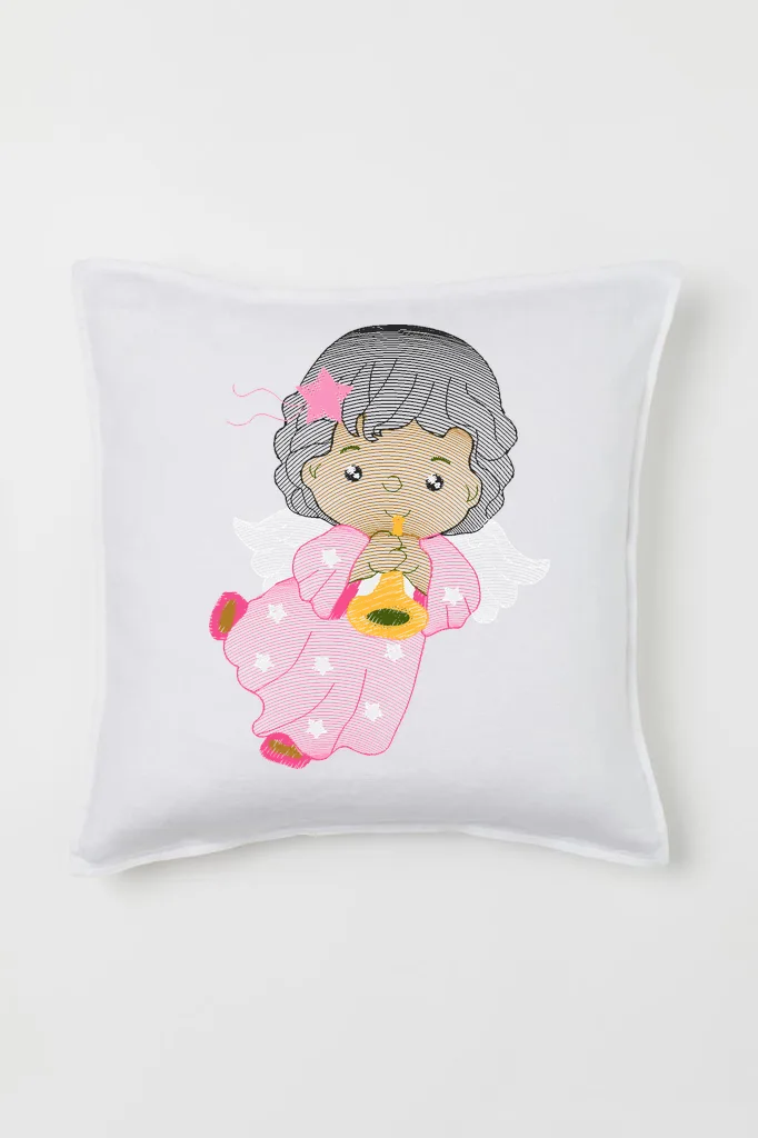 Дизайн машинной вышивки «Маленький ангел с трубой» (76×99.1 мм) — вид 2