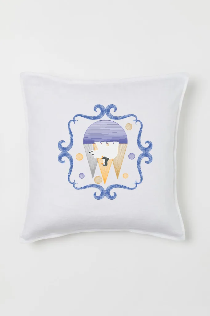 Дизайн машинной вышивки «Белый медведь с пингвином» (96.9×96.2 мм) — вид 2