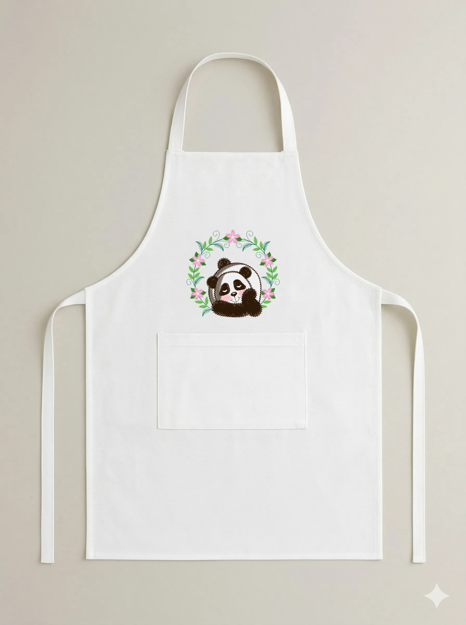 Дизайн машинной вышивки «Панда в цветочном венке» (97.8×93.1 мм) — вид 6