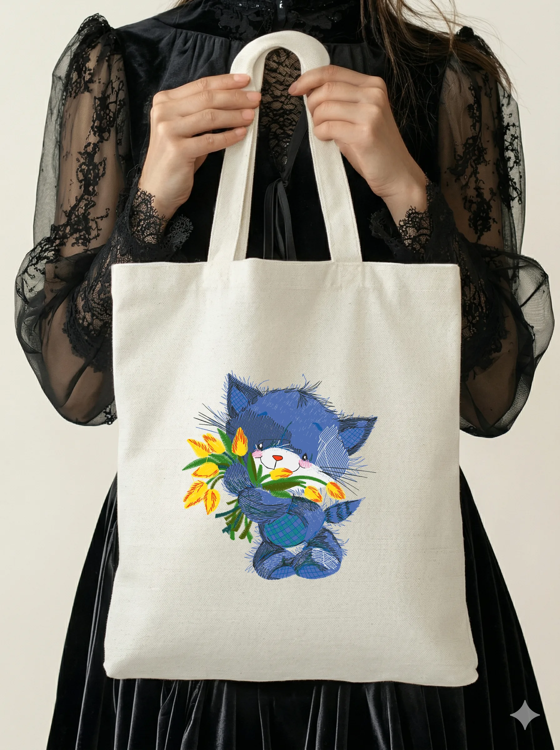 Милый котик с тюльпанами (миниатюра 5)