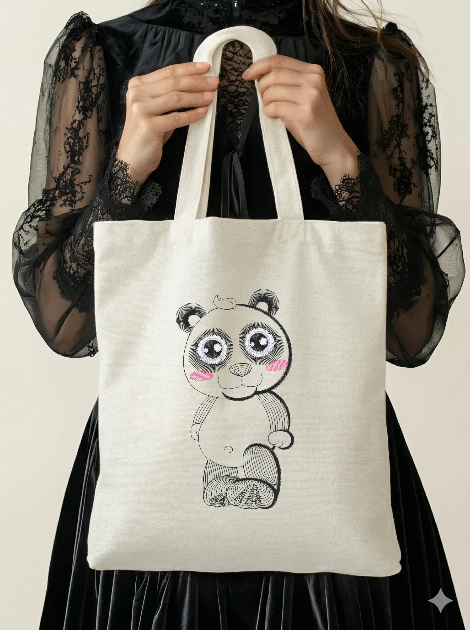 Дизайн машинной вышивки «Милый мишка панда» (80.8×150.2 мм) — вид 5