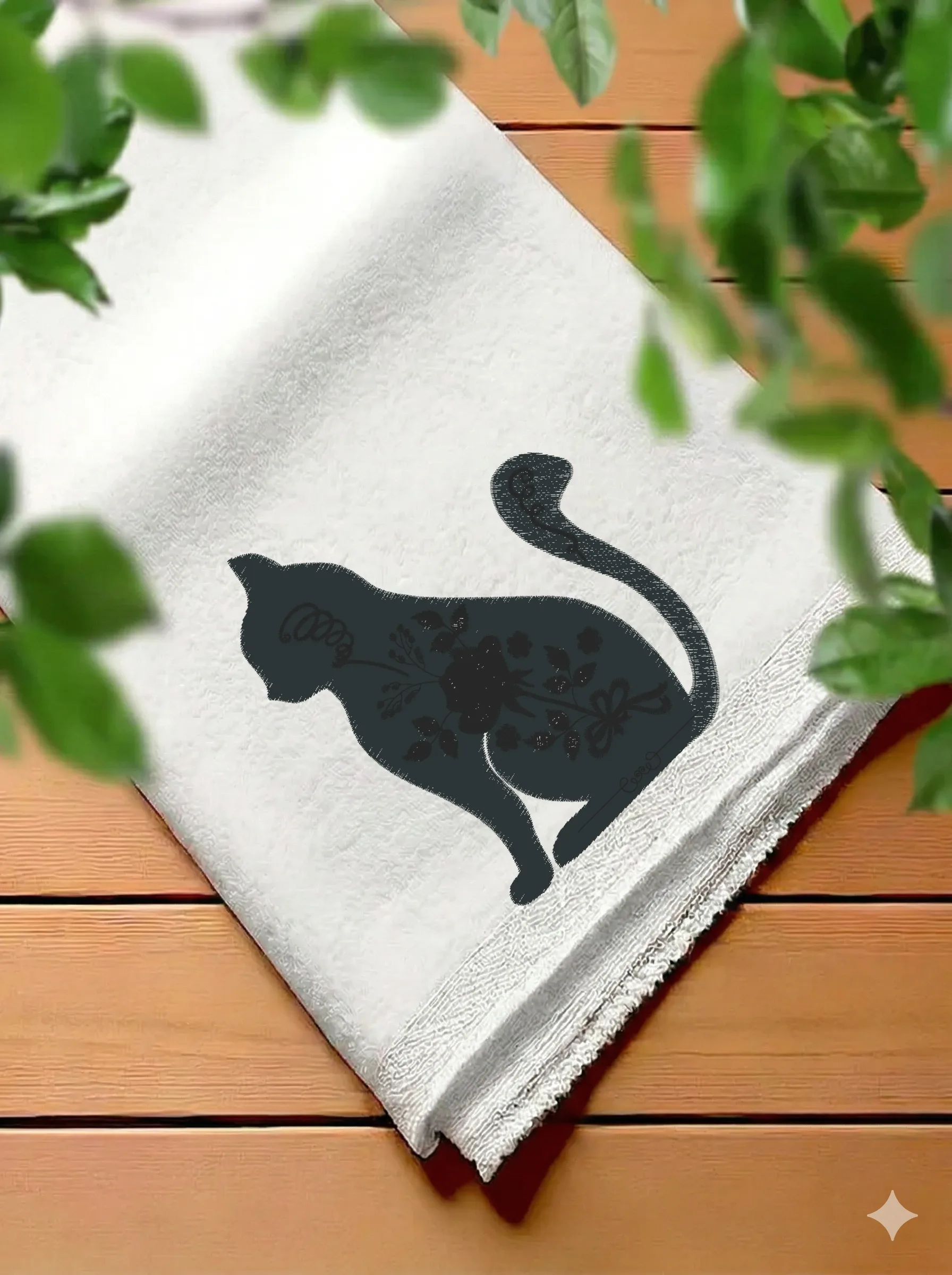 Силуэт кошки с розами (миниатюра 7)