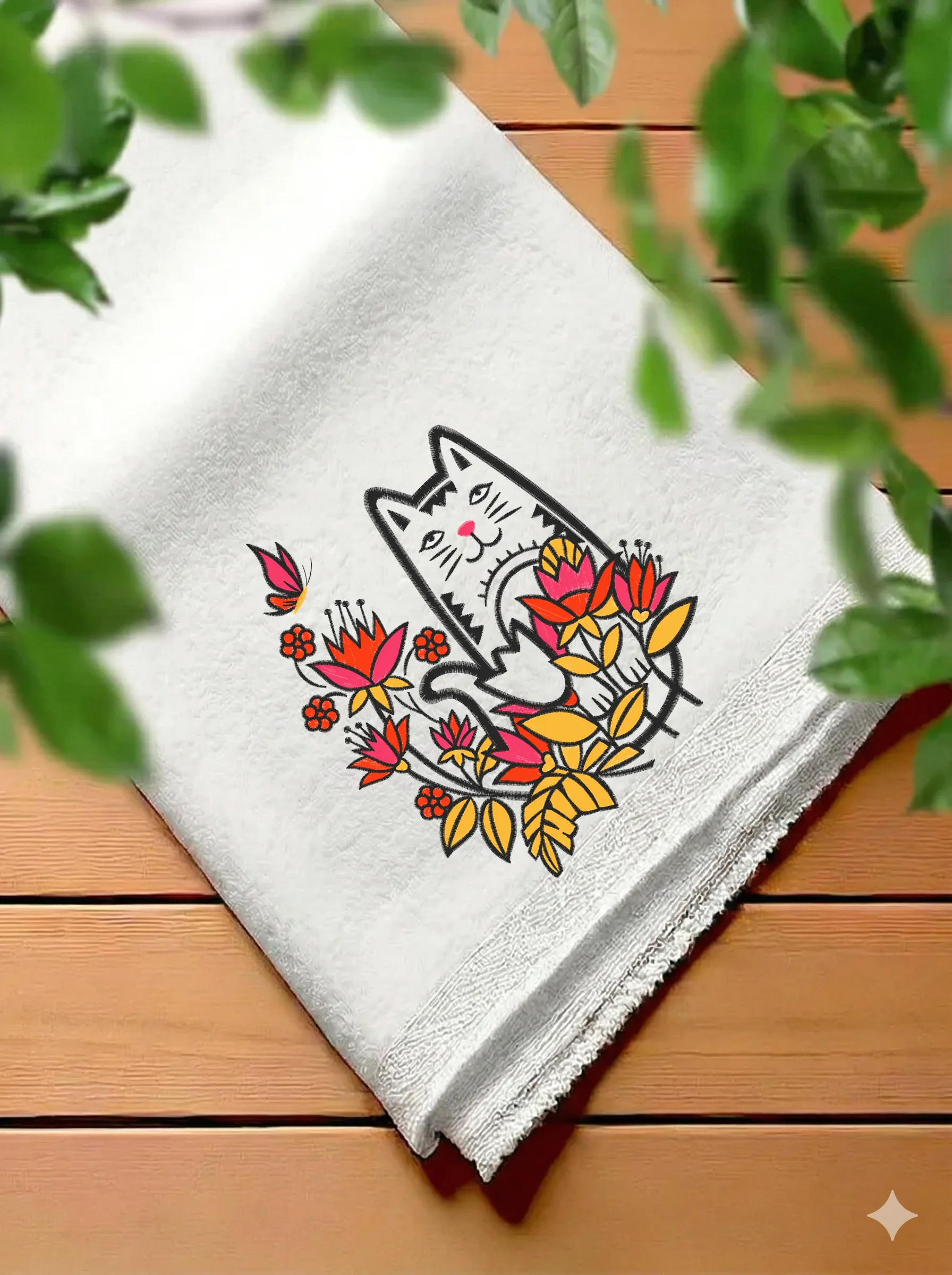Спящий кот в цветах (миниатюра 7)
