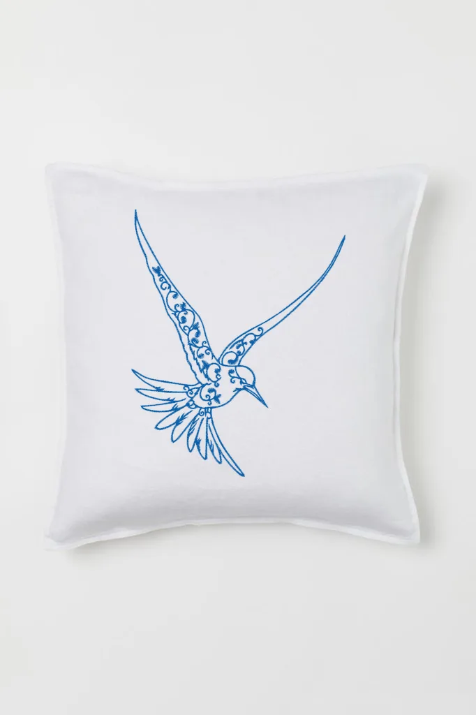 Дизайн машинной вышивки «Ажурная синяя птица» (124.8×155.8 мм) — вид 2
