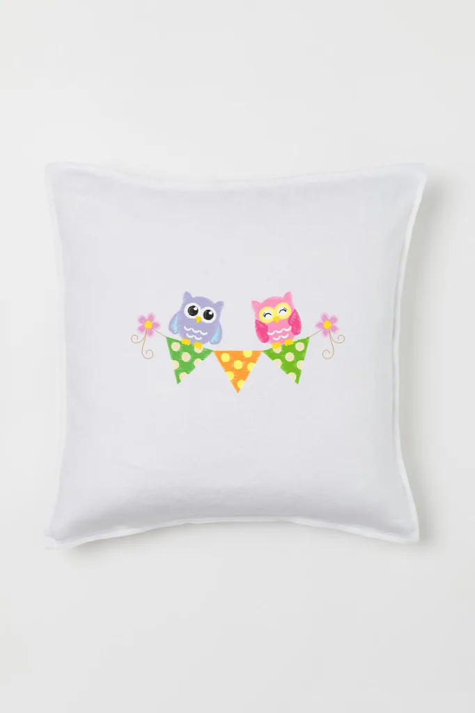 Дизайн машинной вышивки «Совята на гирлянде» (124.8×59.6 мм) — вид 2