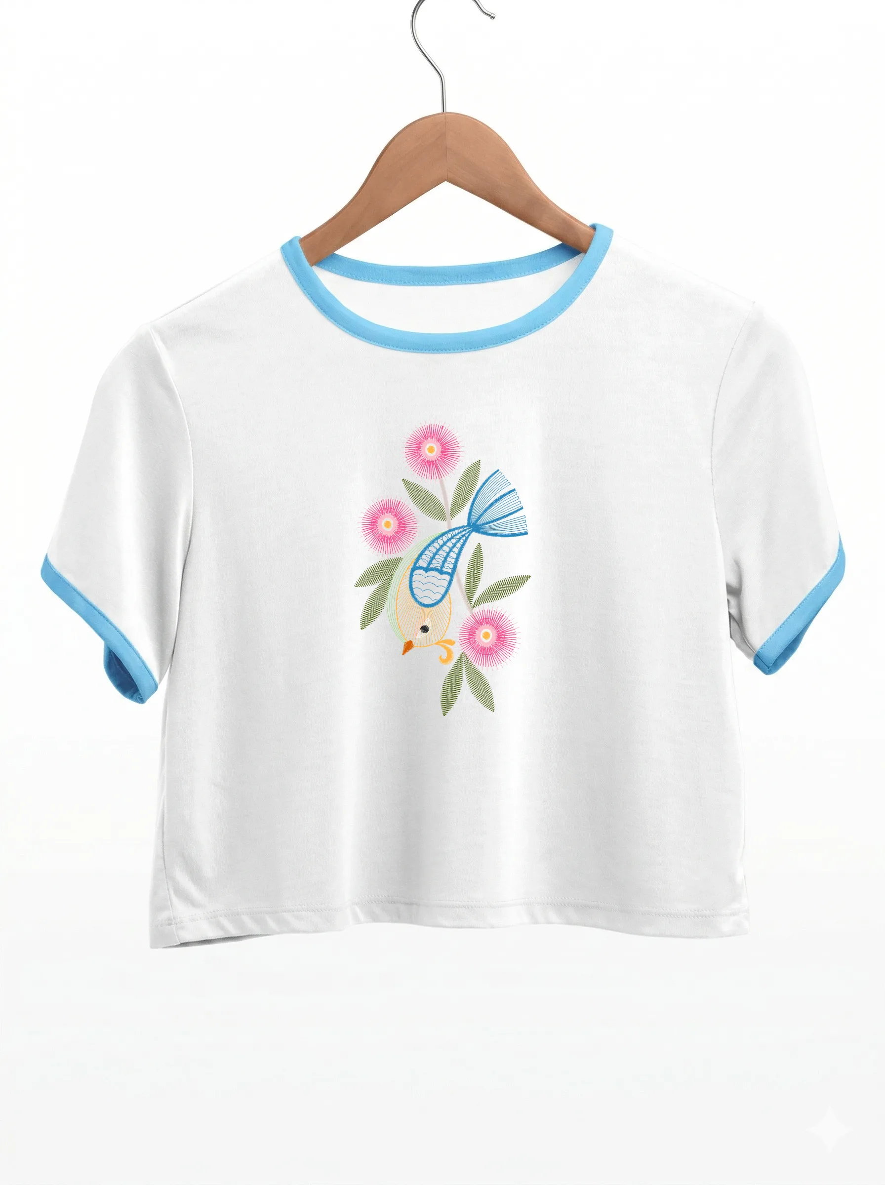 Дизайн машинной вышивки «Сказочная птица в цветах» (89.4×150.1 мм) — вид 9