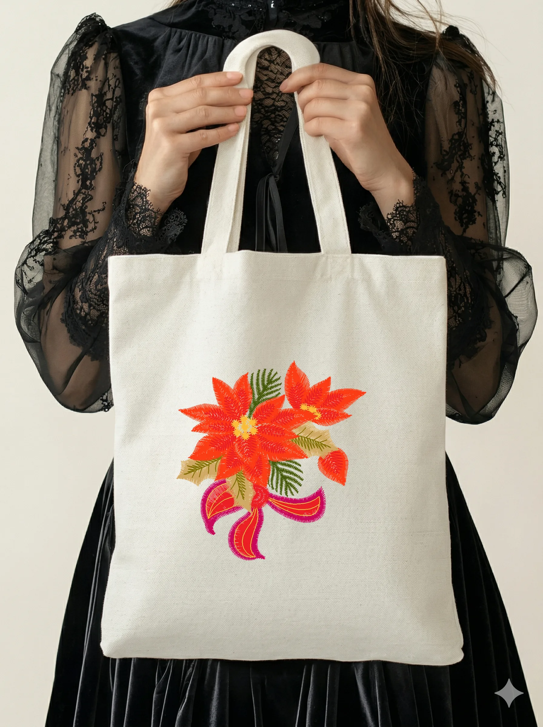 Дизайн машинной вышивки «Рождественская пуансеттия» (66.6×70.1 мм) — вид 5