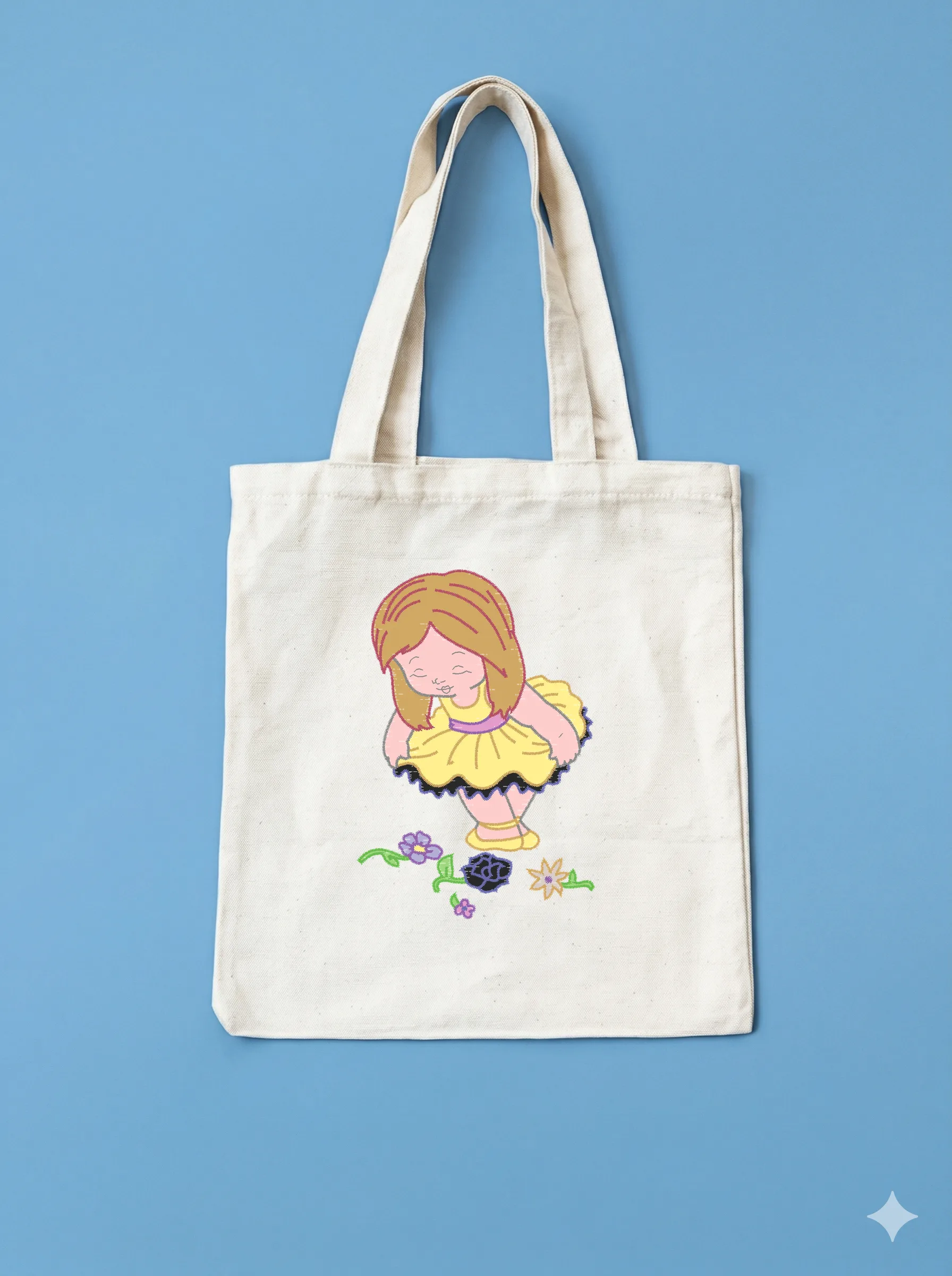 Дизайн машинной вышивки «Девочка с цветами» (67.8×99.6 мм) — вид 10