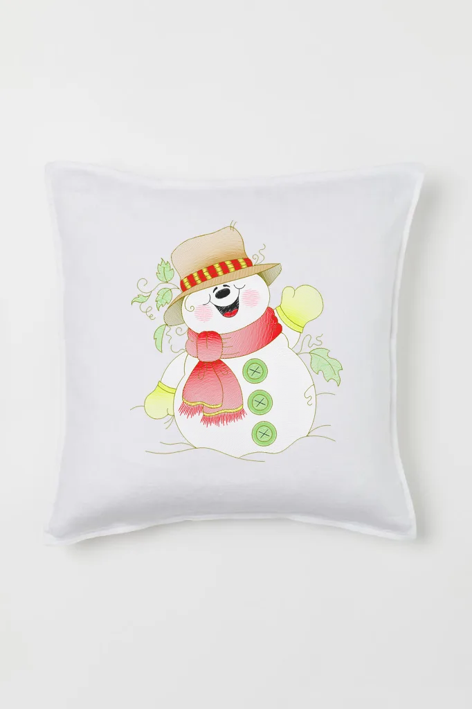 Дизайн машинной вышивки «Веселый снеговик» (128.2×145.6 мм) — вид 2