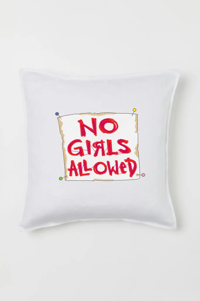 Дизайн машинной вышивки «Табличка No Girls Allowed» (98×79 мм) — вид 2