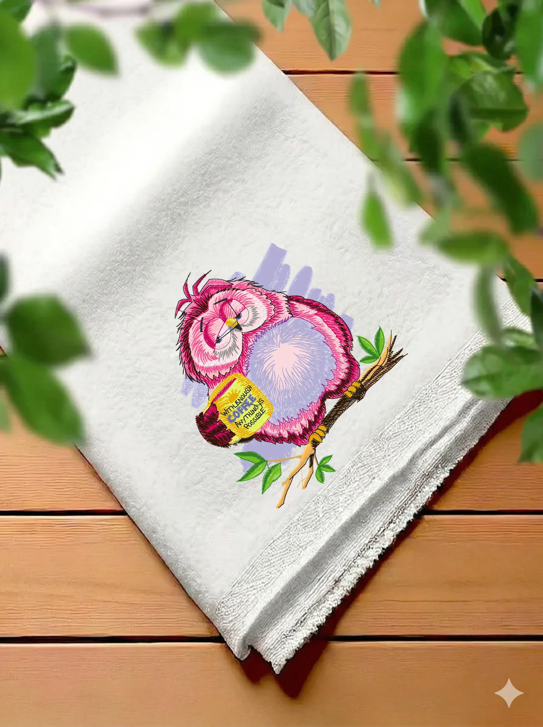 Сонная сова с кофе (миниатюра 7)