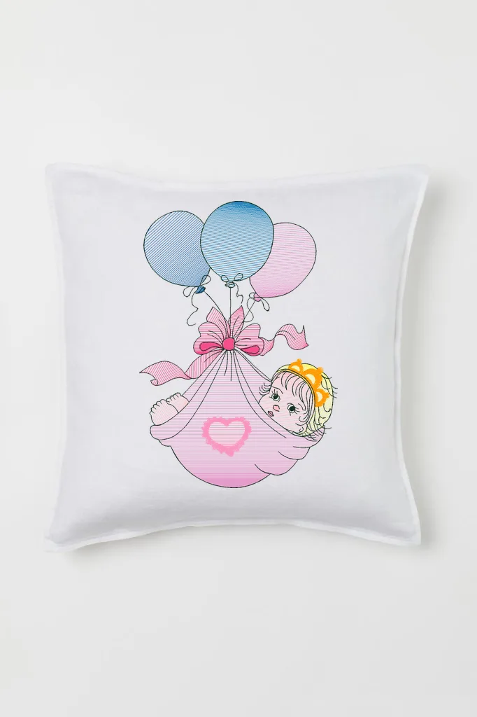 Дизайн машинной вышивки «Малышка с воздушными шарами» (90.6×130.8 мм) — вид 2
