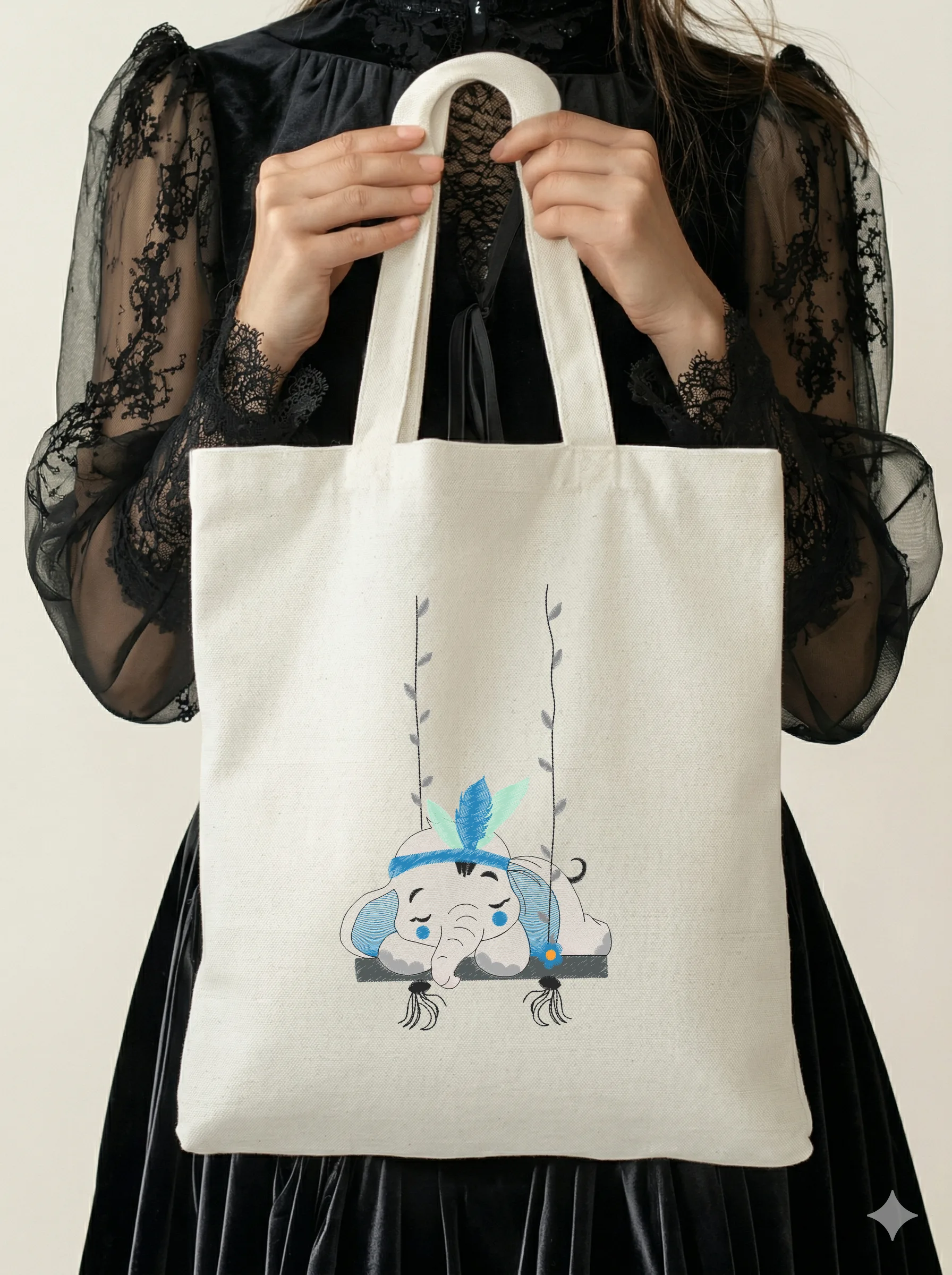 Дизайн машинной вышивки «Слоненок на качелях» (109.6×179.2 мм) — вид 5