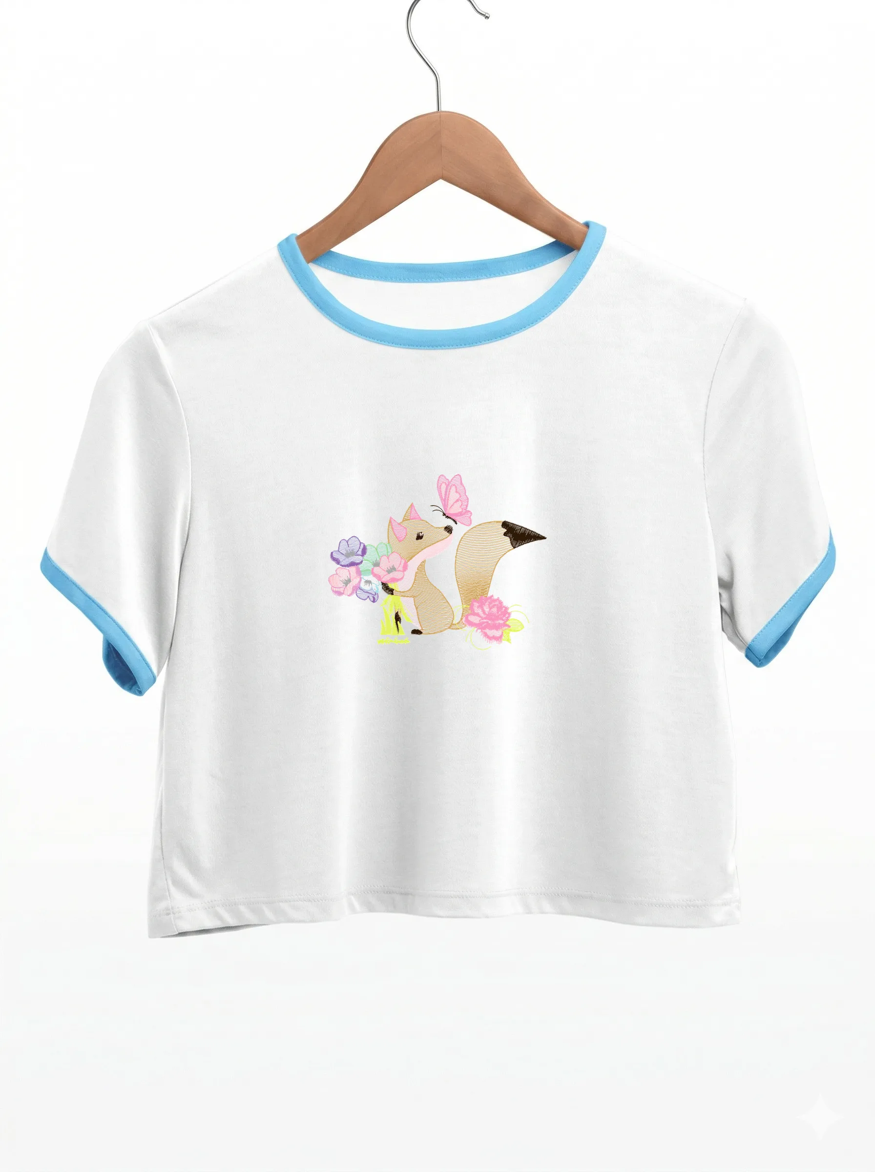 Дизайн машинной вышивки «Милая лисичка с бабочкой» (98.2×79 мм) — вид 9